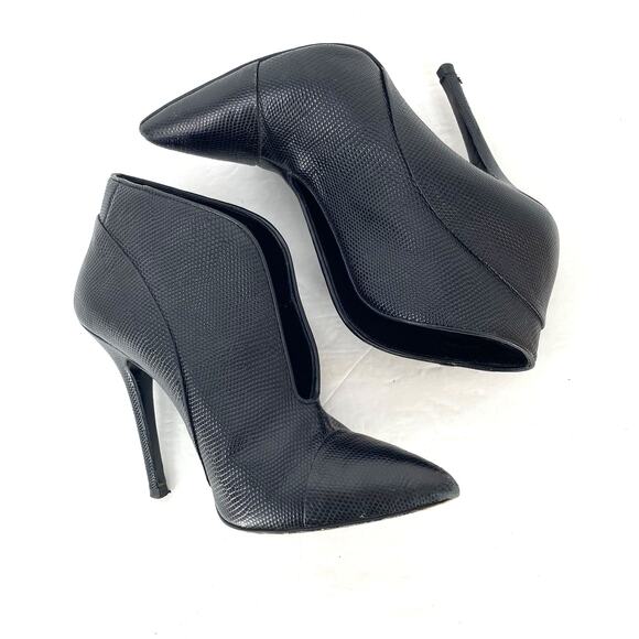 Proenza Shouler Embossed Black Leather V Cut Pump High Heel Booties Size 38 - Picture 4 of 9